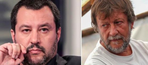 Il Ministro Matteo Salvini ed il capo missione Luca casarini Il Ministro Matteo Salvini ed il capo missione Luca casarini
