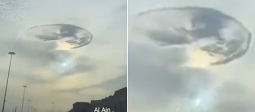 Il misterioso "buco" apparso tra le nuvole degli Emirati Arabi. - dailymail.co.uk