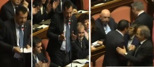 Salvini, commosso, in Senato: "Amo l'Italia".