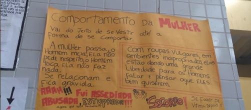 Um dos cartazes que gerou críticas em escola em Vila Velha (ES) (Reprodução/Twitter)