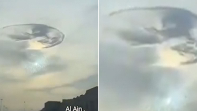 Il misterioso "buco" apparso tra le nuvole degli Emirati Arabi. - dailymail.co.uk