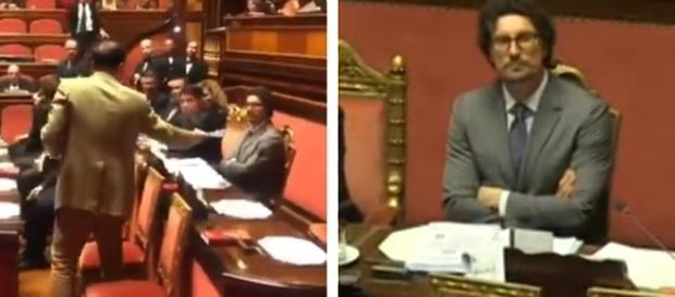 Marcucci consegna dossier a Toninelli sulle opere bloccate, ma qualcuno urla: "Prendi cretino" Marcucci consegna dossier a Toninelli sulle opere bloccate, ma qualcuno urla: "Prendi cretino"