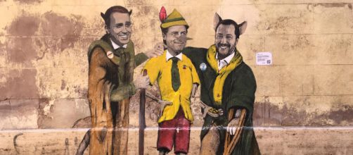 Roma, il murale con Salvini, Di Maio e Conte nei panni dei personaggi di Pinocchio - virgilio.it
