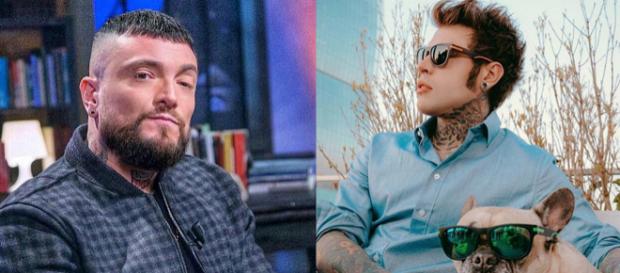 Gué Pequeno a sinistra, Fedez a destra. Gué Pequeno a sinistra, Fedez a destra.