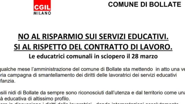 Il comunicato stampa delle educatrici in sciopero a fine marzo
