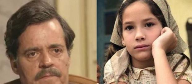 Eugênio estrangula Tereza até que a menina fique muda. (Foto: Reprodução/ Globo) Eugênio estrangula Tereza até que a menina fique muda. (Foto: Reprodução/ Globo)