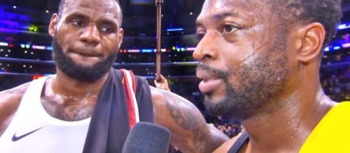 Dwyane Wade is hoping to make this year's NBA playoffs in his final season, while LeBron will only watch. - [NBA / YouTube screencap]