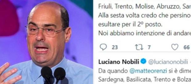 Nicola Zingaretti ed alcuni polemici tweet contro di lui Nicola Zingaretti ed alcuni polemici tweet contro di lui