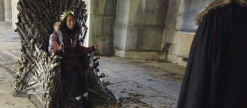 A woman in Queens won the chance to sit on the Iron Throne from "Game of Thrones." [Image Drew Schwartz/YouTube]