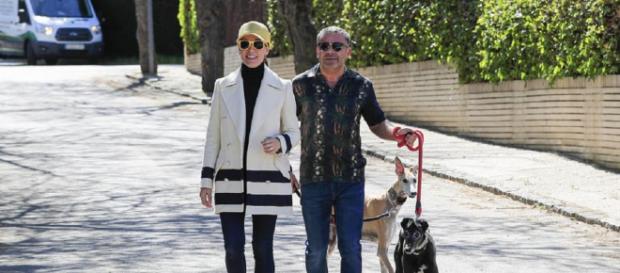 Vázquez, junto a Raquel Sánchez Silva, este lunes paseando a sus galgos. / GTRES Vázquez, junto a Raquel Sánchez Silva, este lunes paseando a sus galgos. / GTRES