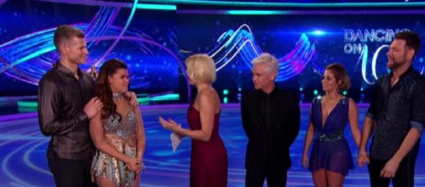 The night's lowest scorers Saara and Brian face the Semi-Final Skate-Off (Image credit: Dancing On Ice/ITVhub) The night's lowest scorers Saara and Brian face the Semi-Final Skate-Off (Image credit: Dancing On Ice/ITVhub)