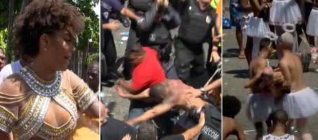 Bloco Fervo da Lud presencia cenas de guerra no Rio (Reprodução TV Globo) Bloco Fervo da Lud presencia cenas de guerra no Rio (Reprodução TV Globo)