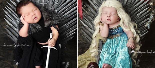 Bebês foram vestidos de Jon Show e Daenerys. (Reprodução/Instagram/@shannonleighstudios) Bebês foram vestidos de Jon Show e Daenerys. (Reprodução/Instagram/@shannonleighstudios)