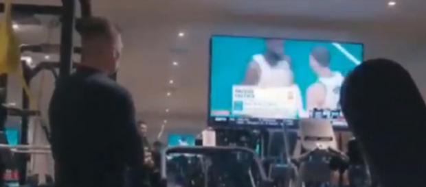 Tom Brady watches as the Celtics beat the Pacers, 99-91, in Game 2. - [Watch Life / YouTube screencap Tom Brady watches as the Celtics beat the Pacers, 99-91, in Game 2. - [Watch Life / YouTube screencap