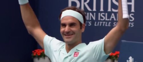 Roger Federer celebrates his triumph in Miami. [Photo: screencap via Tennis TV/YouTube]