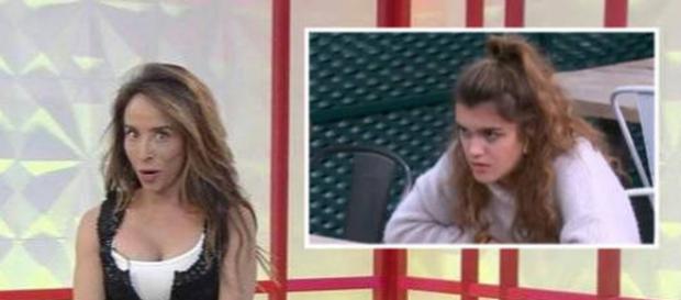 María Patiño durante el momento del lapsus en el programa 'Socialité'. / EL ESPAÑOL María Patiño durante el momento del lapsus en el programa 'Socialité'. / EL ESPAÑOL