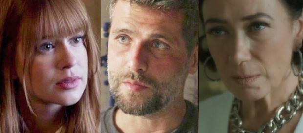 Gabriel, Luz e Valentina em cenas de O Sétimo Guardião. (Reprodução/Rede Globo) Gabriel, Luz e Valentina em cenas de O Sétimo Guardião. (Reprodução/Rede Globo)