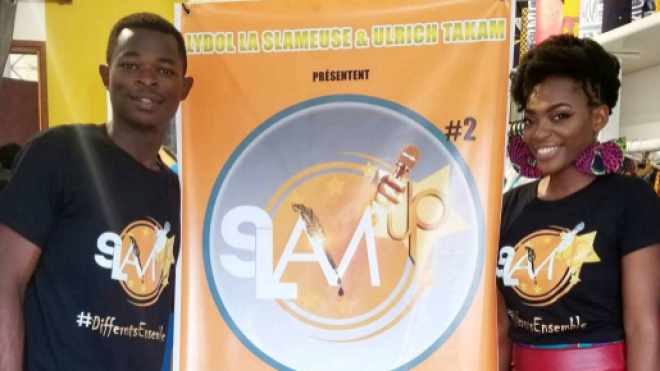 Les artistes Camerounais Ulrich Takam et Lydol La Slameuse (c) Colbie Medjom