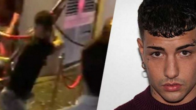 Tony Effe immortalato durante la rissa diventata virale nelle ultime ore.