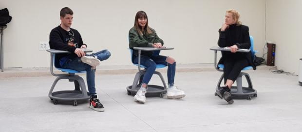 Miguel, Aitana y Ana Duato, este lunes en la Escuela IDEO de Alcobendas. / TWITTER Miguel, Aitana y Ana Duato, este lunes en la Escuela IDEO de Alcobendas. / TWITTER
