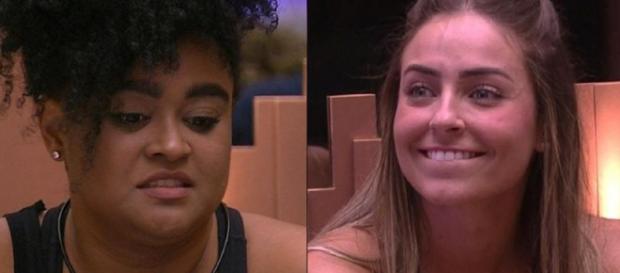 Paula e Rizia no Paredão do BBB19. (Reprodução/Rede Globo) Paula e Rizia no Paredão do BBB19. (Reprodução/Rede Globo)