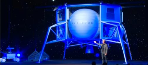 Jeff Bezos's space company unveils lunar lander. [Image source/ABC News YouTube video]