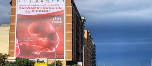 Roma, manifesto contro l'aborto di 250 metri quadri su via Tiburtina: 'Cara Greta se vuoi salvare il pianeta, salviamo i cuccioli d'uomo'