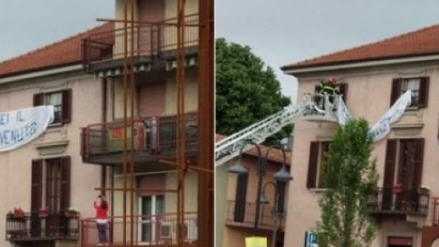 Cartello contro Salvini rimosso dai Vigili del Fuoco