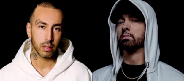 Luché a sinistra, Eminem a destra. Luché a sinistra, Eminem a destra.