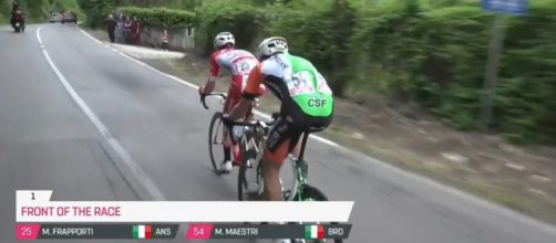 Marco Frapporti in fuga nella tappa di Frascati