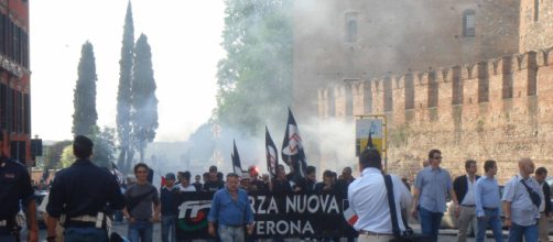 Una manifestazione di Forza Nuova a Verona.