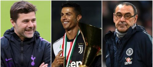 Mauricio Pochettino, Cristiano Ronaldo e Maurizio Sarri (foto: thetimes.co.uk; marca.com; brila.net)