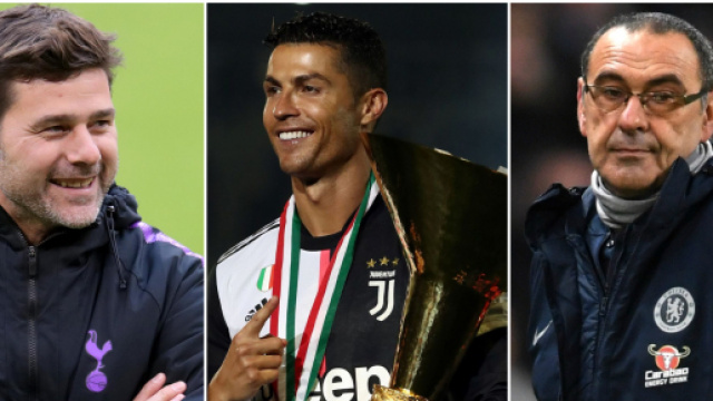 Mauricio Pochettino, Cristiano Ronaldo e Maurizio Sarri (foto: thetimes.co.uk; marca.com; brila.net)