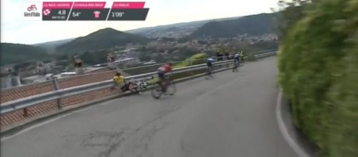 La caduta in discesa di Primoz Roglic