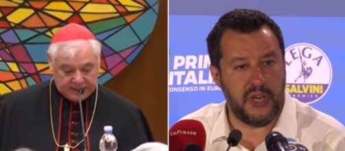 Il Cardinale Müller sembra difendere Salvini (Ph. Youtube).