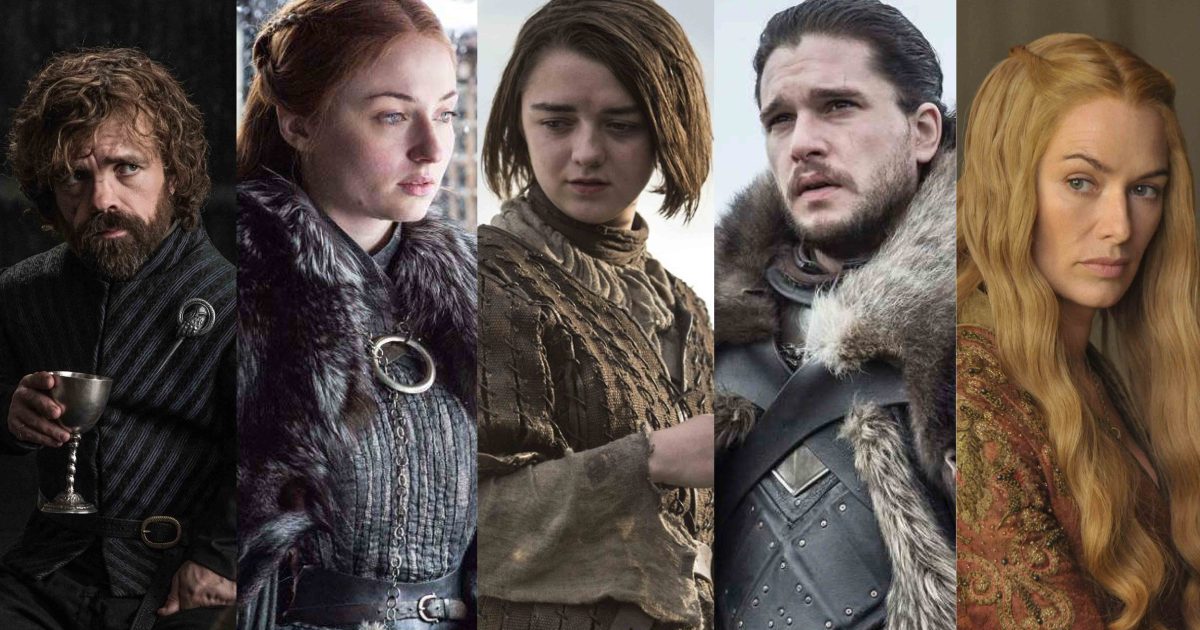 Game of Thrones characters evolution Season 1-8, Arya Stark, Sansa Stark, Bran Stark, Jon Snow, …