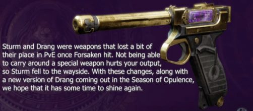 The Drang sidearm in Destiny 2. [Image source: Aztecross Gaming/YouTube]