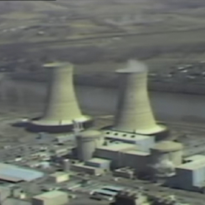 March 28, 1979: Three Mile Island nuclear power plant accident. [Image source/CBS News YouTube video]