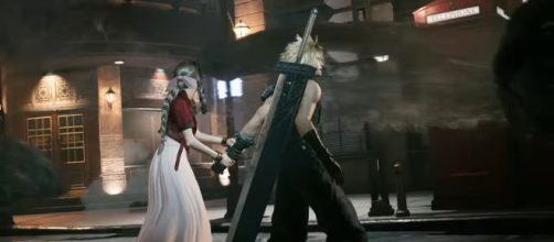 Cloud and Aerith see strange things in "Final Fantasy VII Remake,' coming March 2020 on PS4. [Image source: Final Fantasy/YouTube/Screenshot]