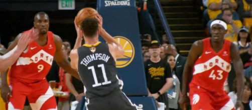 Klay Thompson plays on Game 4 despite his injury, but the Warriors still lose to Toronto, 105-92. - [NBA / YouTube screencap]