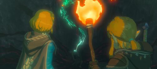 Link (right) and Zelda (left) encounter a new foe in Nintendo's upcoming 'Breath of the Wild' sequel. [Source: Nintendo/YouTube/Screenshot]