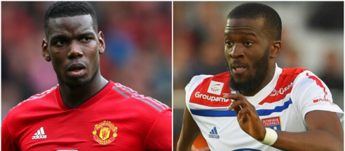 Paul Pogba e Tanguy Ndombele (foto: skysports.com; stadiumastro.com)