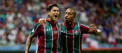 Pedro comemorando gol do Fluminense. (Arquivo/Blasting News)