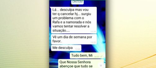 Mensagem foi enviada horas antes do crime. (Reprodução/ TV Globo)