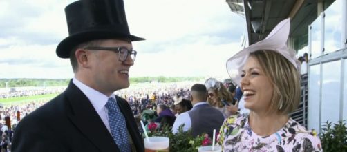 "Today's" Dylan Dreyer (R) makes Royal Ascot an event for two with her husband, Brian Fichera. [Image source: TODAY-YouTube]