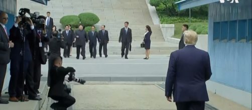 Donald Trump becomes the first US President to cross the Demilitarized Zone in North Korea. [Source: VOA News/YouTube]