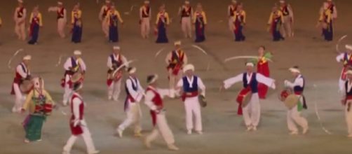 A glimpse of the North Korean Mass Games 2019! [Image source: Koryo Tours /YouTube]