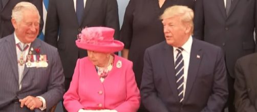 Queen greets Donald Trump and other world leaders at D-Day event. [Image source/5 News YouTube video]