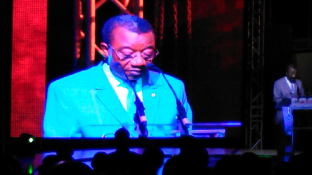 Le directeur général de la CRTV Charles Ndongo lors de la présentation de CRTV Sport and Entertainment à Mballa Il © Odile Pahai