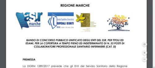Concorso pubblico 33 infermieri Regione Marche